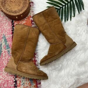 UGG Brown Tan Fleece Lined Tall Winter Boot in Chestnut 8